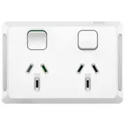 Clipsal Pro Series, switched socket, 2 switch & 2 socket, 2P, horiz, 10 A, White - P3025D-XW