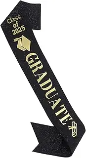 [Generic] Graduation Sash 2025,Gold Glitter Letter Stole Senior Sash Shoulder Strap | Ribbon Etiquette Belt, Photo Booth Props for Women Men