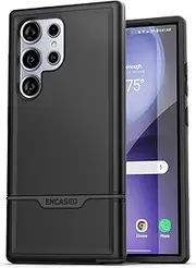 [ENCASED] Rebel Series Designed for Samsung Galaxy S24 Ultra Case with Tempered Screen Protector, Ultra Protective Military Grade Dual Hybrid Heavy-Duty Rugged Phone Cover (Black)