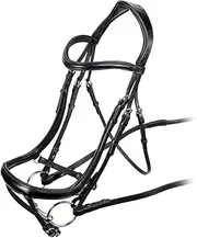 Velociti Ergonomic Leather Curved Horse Flash Bridle (UK Size: Pony) (Black)