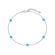ANYCO Bracelet 925 Silver with Blue Synthetic Opal Stone Jewelry for Women