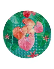 [Maxwell & Williams] Teas & C's Tropicana Ceramic Round Coaster 10cm Palm Leaf in Green