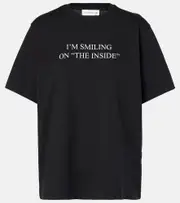 [Victoria Beckham] Victoria Beckham Printed cotton jersey T-shirt AU 14 black
