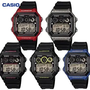 南◇現 CASIO 手錶 軍用錶 AE-1300 10年電力 黑桃紅黃藍銀色 世界時間 電子錶 卡西歐 防水