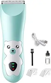 Ultra Quiet Baby Hair Clipper Precise Trimming Cordless Cartoon Waterproof Hair Cutter with 2pcs Guide Combs for Kids