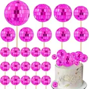 24 PCS Mini Disco Ball Cake Cupcake Toppers 1970s Disco Ball Cake Decorations fo