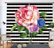 Flower Some Black White 3D Curtain Blockout Photo Printing Curtains Drape Fabric
