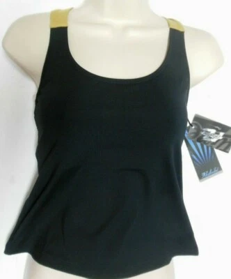 FRONTLINE CROSSBACK TANK TOP DANCER BLACK GOLD floating shelf bra Medium Adult