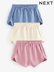 Blue/Cream/Pink Tie Front Runner Shorts 3 Pack (3mths-7yrs) (E65379) | $26 - $35