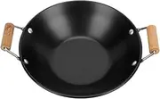 Milisten Stainless Steel Cooking Pot Stylish Black Single Serving Seafood Pot with Wooden Handle Durable Cooking Tool for Home and Restaurant Use