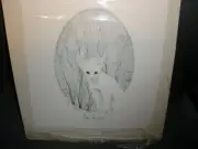 Never Used Signed P Buckley Moss Litho ready to frame WHITE PURRFECTION 67/1000