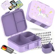 Bento Box Compact, BPA-Free Children's Lunch Box for School & Nursery, Leak-Proof Lunch Box for Girls and Boys, Practical, Lightweight and Compact (Unicorn Purple, 1,000 ml)