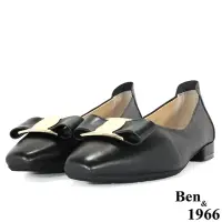 在飛比找Yahoo奇摩購物中心優惠-Ben&1966高級頭層羊皮經典低跟包鞋-黑(208191)