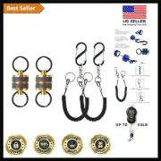 Magnetic Fly Fishing Net Release Holder Retractor with Carabiner Clip and Lan...
