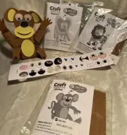 3 Velcro Craft Animals Monkey Elephant Lion Kits Reusable Changeable FREE SHIP