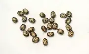 Bead Czech Black Gold Etched Glass Beads 12mm