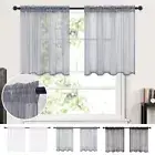 Tier Curtains Short Small Kitchen Window Screening Voile Sheer Tulle Drape Panel