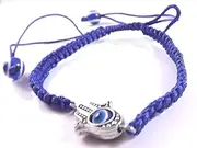[Round Designs] Lot 5 Large Hamsa Evil Eye Blue String Kabbalah Bracelets Lucky Charm Jewelry