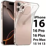 Crystal Clear Soft Gel Silicone Case For iPhone 16 Pro Max 16e Plus 15 14 13 12