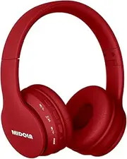 Midola Volume Limited 85dB Kids Headphone Bluetooth Wireless Over Ear Foldable Stereo Sound Noise Protection Headset with AUX 3.5mm Cord Mic for Boys Girls Cellphone Ipad Tablets TV Notebook Red