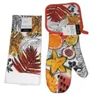 Mainstays Fruit Kitchen Linen Set Towels Oven Mitt Potholder Tropical 3 Pc Set