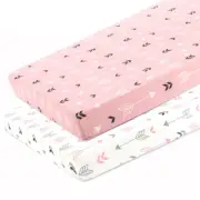 Stretchy Fitted Pack N Play Playard Sheet Set 2 Pack Portable Mini Crib Sheets,