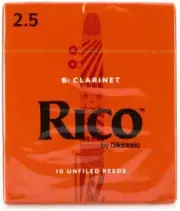 Rico Bb Clarinet Reeds, Strength 2.5, 10-pack