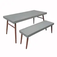 在飛比找蝦皮商城優惠-水泥餐桌長凳組 假厚7公分 胡桃木實木腳 可訂製 CU110