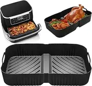 [cakefly] Silicone Air Fryer Liners for Ninja Foodi Flexdrawer AF500UK, Air Fryer Accessories Reusable Silicone Liners for Air Fryer AF500UK Inserts 10.4L Large (Black)