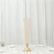 GOLD 2 Metal 28" Trumpet VASES Acrylic Crystal Beads Table Centerpieces Party