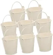 BESPORTBLE 8pcs Mini Tinplate Flower Bucket Chic Beige Small Buckets for Home Decor As Flower Pots for Windowsills Desks Durable and Safe Design for
