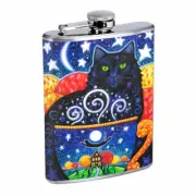 Cat Art Em10 Flask 8oz Stainless Steel Hip Drinking Whiskey