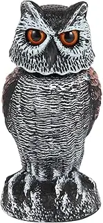 Hedoc Fake Owl Decoys to Scare Birds Away from Garden Yard, Rotating Head Owl Bird Deterrents, Nature Enemy Scarecrow Plastic Owl Statues, Bird Scarecrow