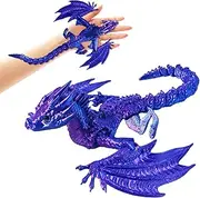 Purple 3D Printed Dragon Green Crystal Dragon Home Decor Executive Desk Toys Home Office Decor Desk Toys for Birthday Party