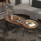 2pcs High-Gloss Wood Nesting Coffee Table Stacking Side Tables Display Storage