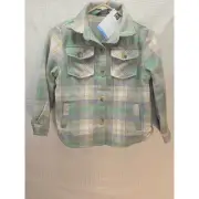 Member's Mark Girls Shacket Jacket Size S 6-6X Green Plaid 6701
