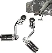 2Pcs Highway Footpegs, Motorcycle Highway Pegs for Davidson, Adjustable Comfortable Footrest with Mounting Clamps, Highway Engine Guard Bar Highway Foot Peg Pedal Mount Kit (Long