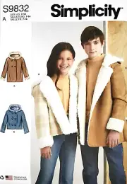 Simplicity 9832 Girls' & Boys' Jacket In 2 Lengths Sizes 7-14 Sewing Pattern NEW