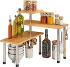 Kitchen Corner Shelf Countertop Organizer with Hooks Adjustable Spice Rack Corne