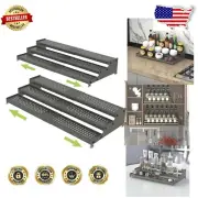 Sturdy Expandable Spice Rack - 3-Tier Gun Grey Organizer for Cabinets & Counters