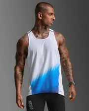 Light Speed React Singlet, 2XU, M, Blue Gradient/Black Reflective, Male