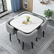 Yqyc Office Business Hotel Lobby Dining Table Set, Negotiation Table Sales Office Shops Meetings Square Tables, for Lounge, Living Room(Gray,80CM/31.5IN)