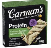 2 x Carman's Protein Bars Coconut, Yoghurt & Roasted Nut 5 pack 200g