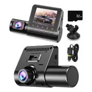 Dash Cam Front and Rear Inside HD Wide Angle Dashboard Camera Driving Recorder-2 Lenses and 32GB memory card