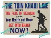 OLD HISTORIC PHOTO OF WWI ALLIES MILITARY POSTER THE BELGIAN KHAKI LINE