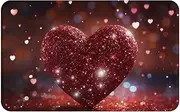 Front Door Mat Absorbent Non Slip Welcome Mat for Entryway Resist Dirt Entrance Doormat Red Glitter Heart Flannel Floor Mat Outdoor Area Rug Entry Rug for Patio Porch, 31.5" x 19.5"
