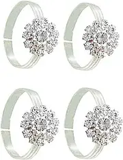 [Samyuktha] Metal White Zircon Toe Ring for Women (Pack of 4), Silver Plated, No Gemstone
