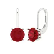 4.0ct Round Brilliant Cut VVS1 Tourmaline Drop Dangle Earrings 14k White Gold