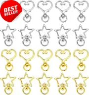 20PCS Heart Swivel Lobster Clasps Snap Hooks Keychain Clips DIY Craft