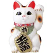 Beckoning Cat Cat Lucky 9.5 x 8.5 x Height 13cm White Oval CatTokoname Ware